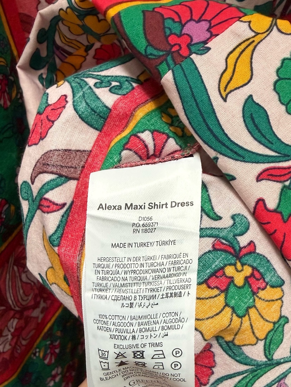 Boden Alexa Maxi Shirt Dress 100% Cotton Pink and Green Floral Dress Size 6 - Picture 4 of 4